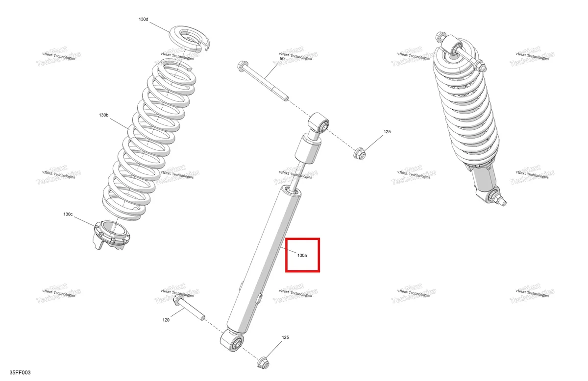 Деталь 706206134 на схеме узла 2026 Can-Am OUTLANDER - 4X4 - XMR - 700 - 1STA - Dark Wildland Camo Suspension - Front Shocks