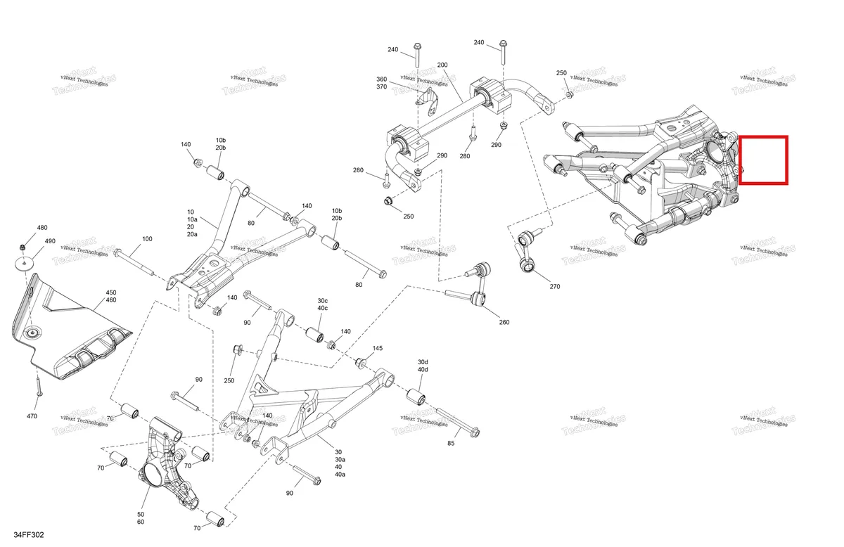 Деталь 706206138 (Левый шасси усилитель комплект Can-Am Outlander 4x4 XT 1000R (2025) (706206138)) на схеме узла 2026 Can-Am OUTLANDER - 4X4 - BACKCOUNTRY - 1000R - 4NTA - CALI - Dark Camo Suspension - Rear Components