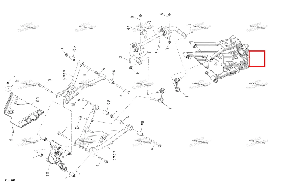 Деталь 706206139 (Правый шасси усилитель комплект Can-Am Outlander 4x4 XT 1000R (2025) (706206139)) на схеме узла 2026 Can-Am OUTLANDER - 4X4 - BACKCOUNTRY - 1000R - 4NTA - CALI - Dark Camo Suspension - Rear Components