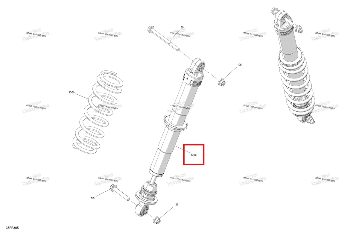 Деталь 706206313 на схеме узла 2026 Can-Am OUTLANDER - 4X4 - BACKCOUNTRY - 1000R - 4NTE - Dark Camo Suspension - Front Shocks