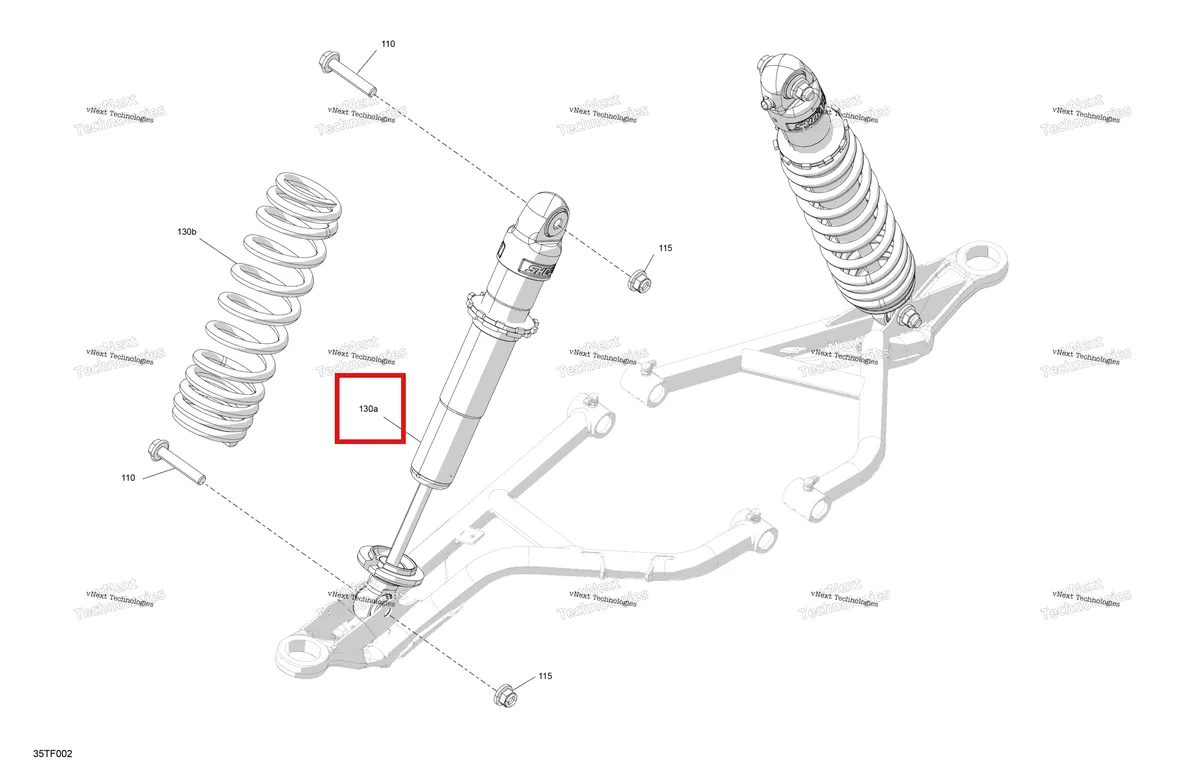 Деталь 706206320 на схеме узла 2026 Can-Am RENEGADE - 4X4 - XMR - 650 EFI - 5TTA - Catalyst Gray Suspension - Front Shocks