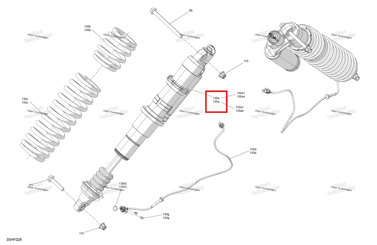 Схема применяемости: Правый передний Adjustable амортизатор a to 135 a4 Can-Am 706206347