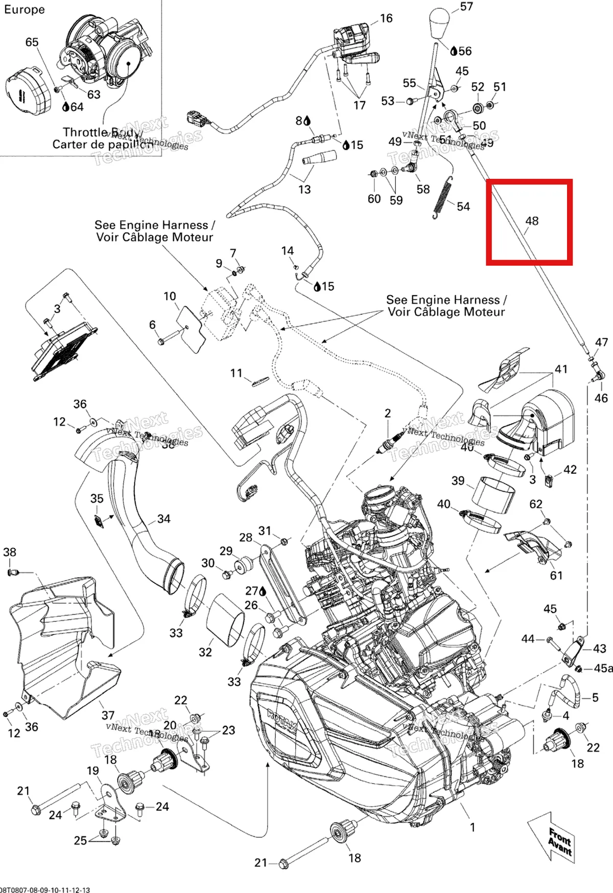 Деталь 706400001 на схеме узла 2008 Can-Am Outlander MAX 650 STD Engine And Engine Support