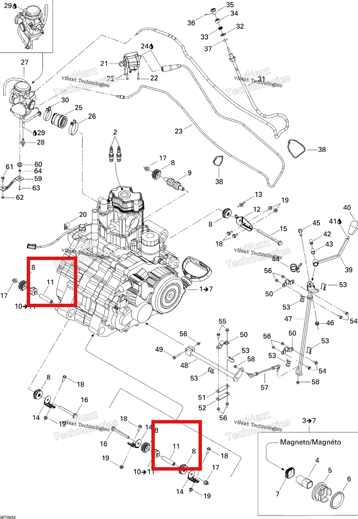 Деталь 707000004 на схеме узла 2005 Can-Am Traxter 5 Speed Engine Support