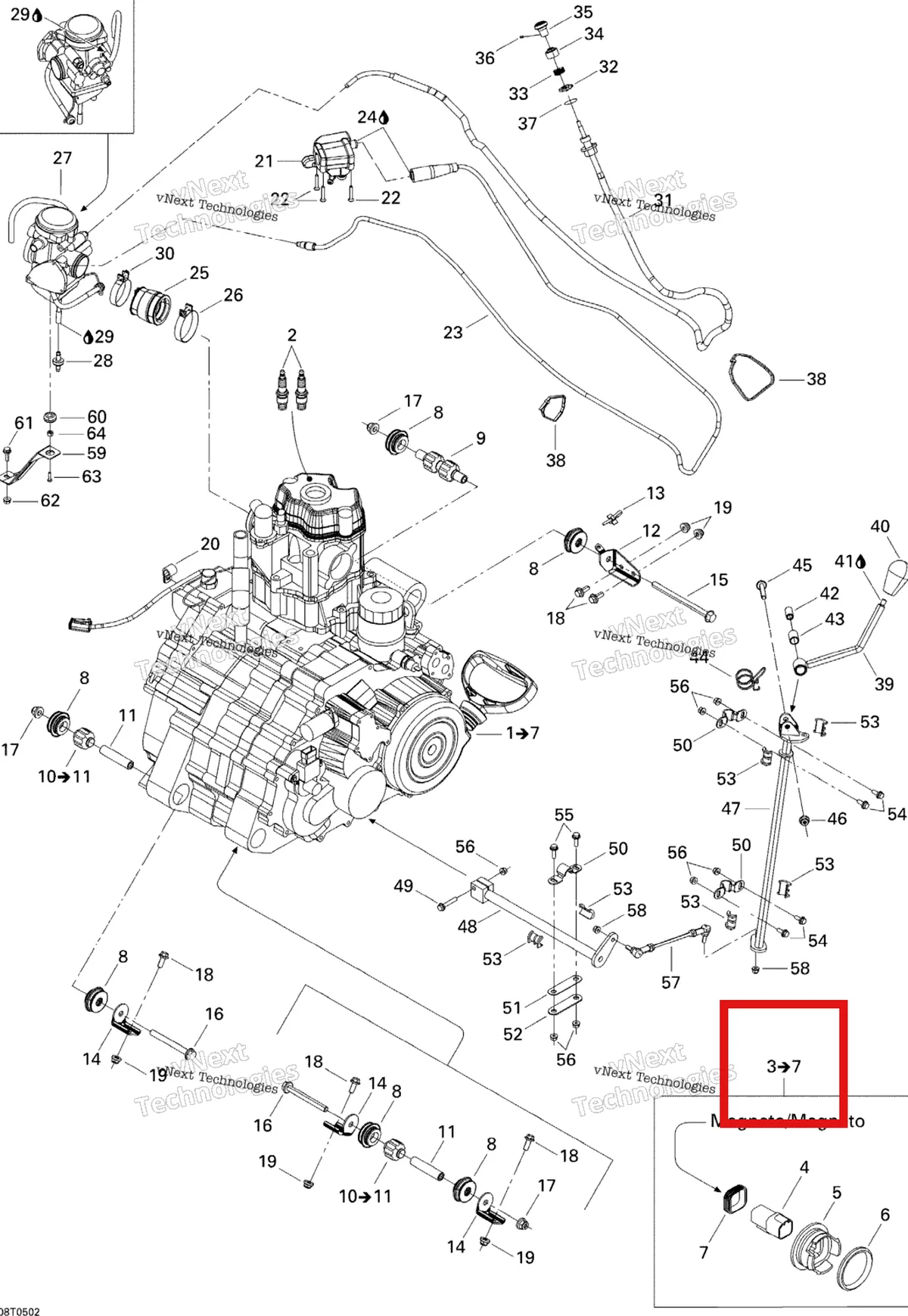 Деталь 707000031 на схеме узла 2005 Can-Am Traxter 5 Speed Engine Support