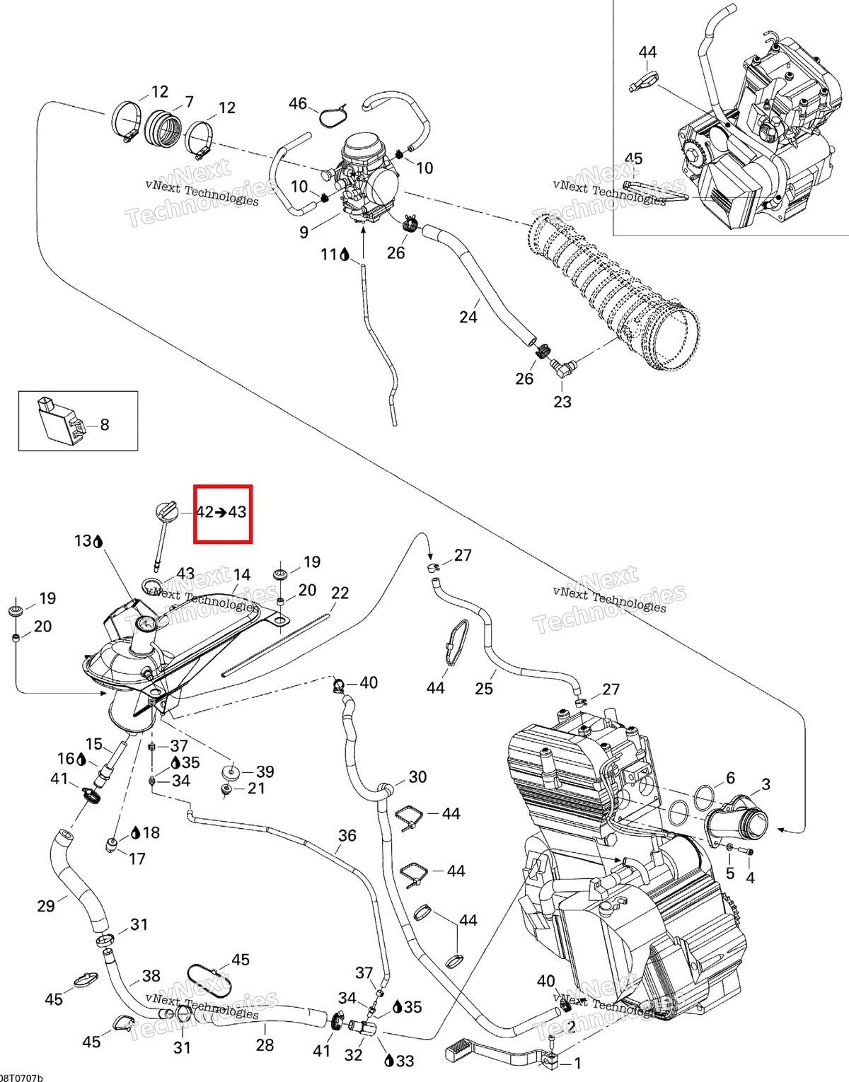 Деталь 707000047 на схеме узла 2007 Can-Am DS 650 X Engine 2