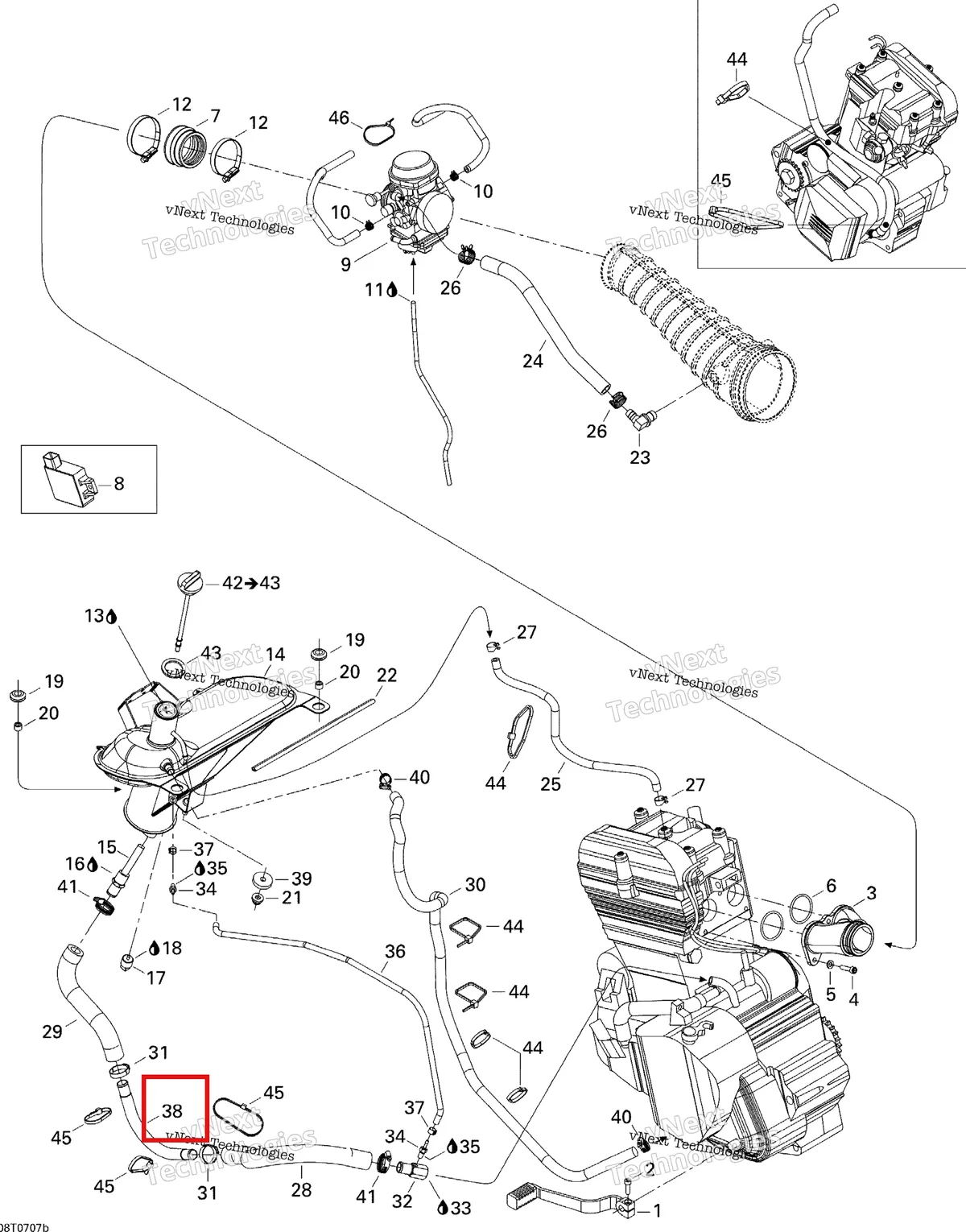 Деталь 707000059 на схеме узла 2007 Can-Am DS 650 X Engine 2