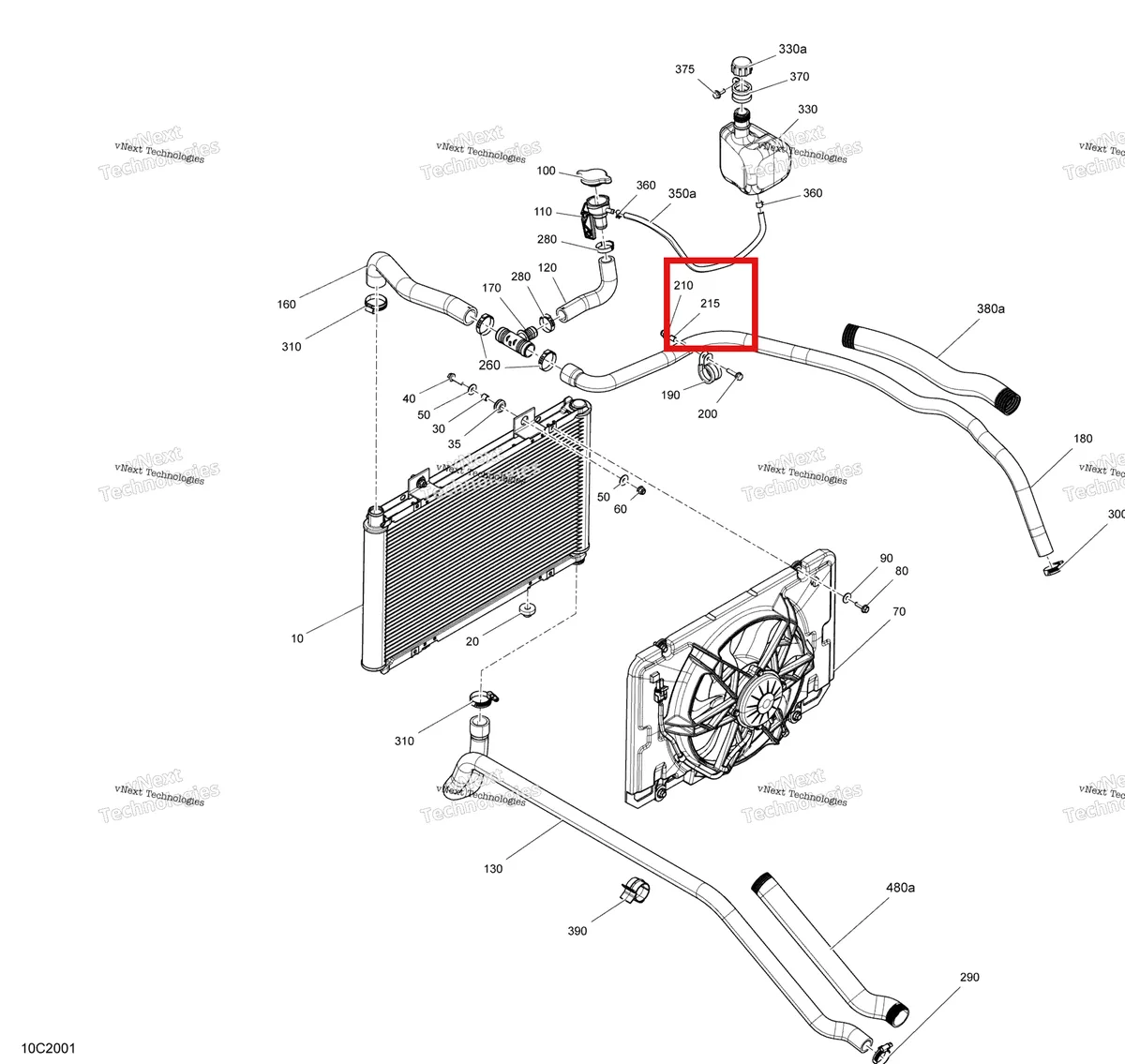 Деталь 707000065 на схеме узла 2020 Can-Am Commander 800R EFI Cooling System