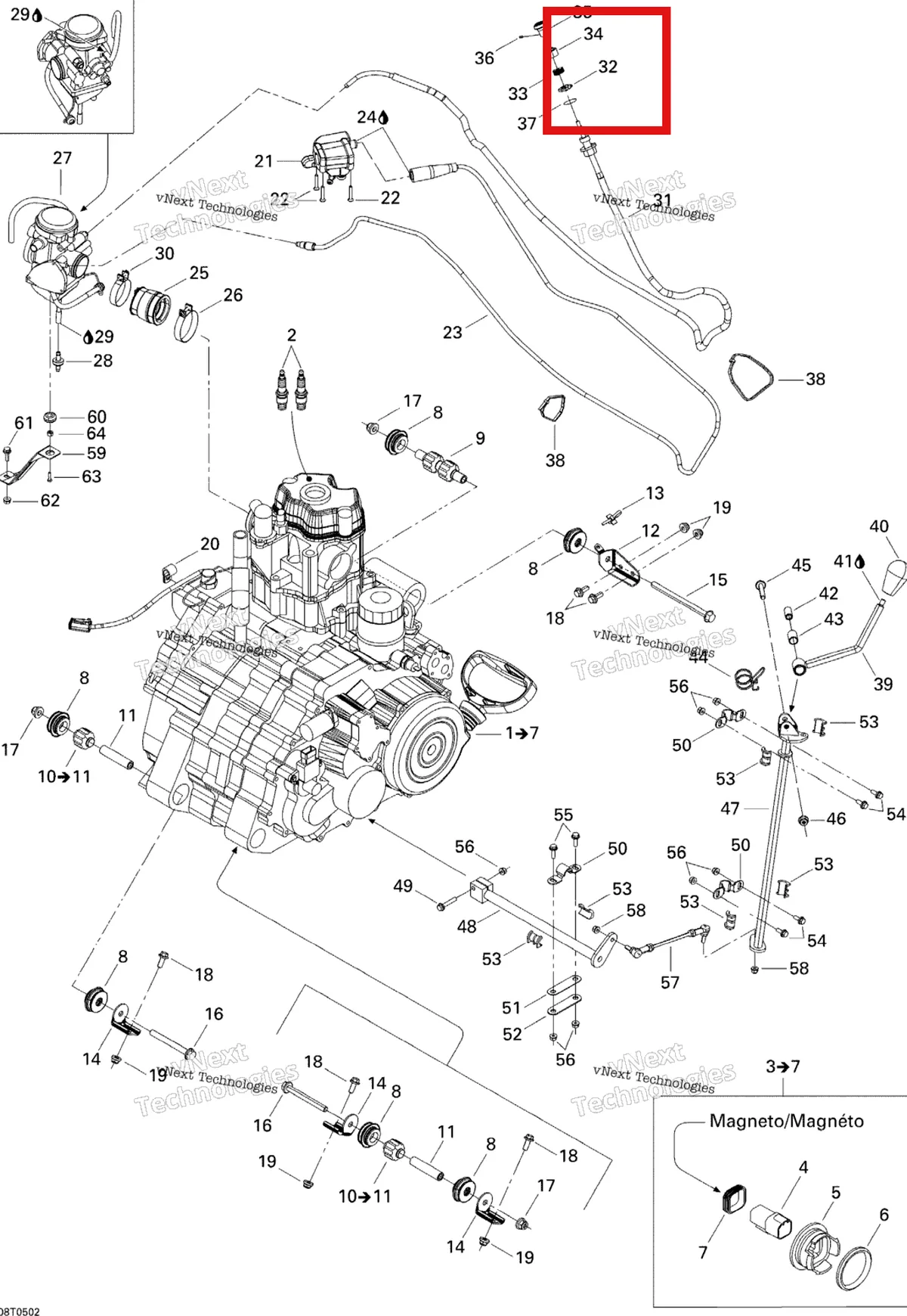 Деталь 707000067 на схеме узла 2005 Can-Am Traxter 5 Speed Engine Support