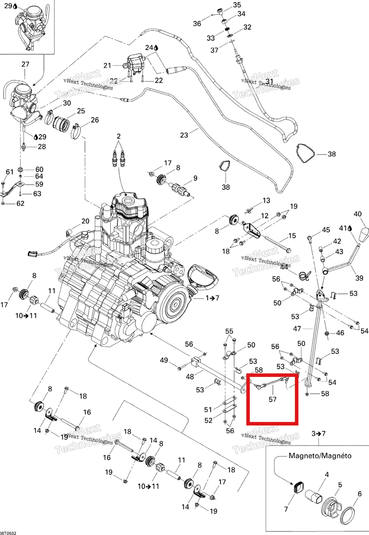 Деталь 707000068 на схеме узла 2005 Can-Am Traxter 5 Speed Engine Support