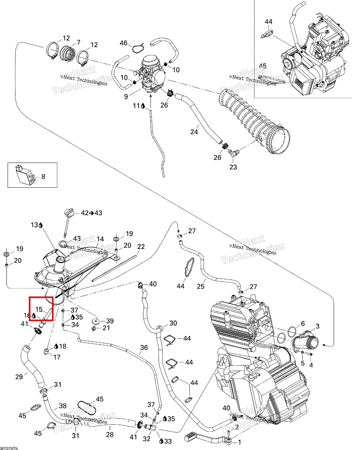 Деталь 707000076 на схеме узла 2007 Can-Am DS 650 X Engine 2