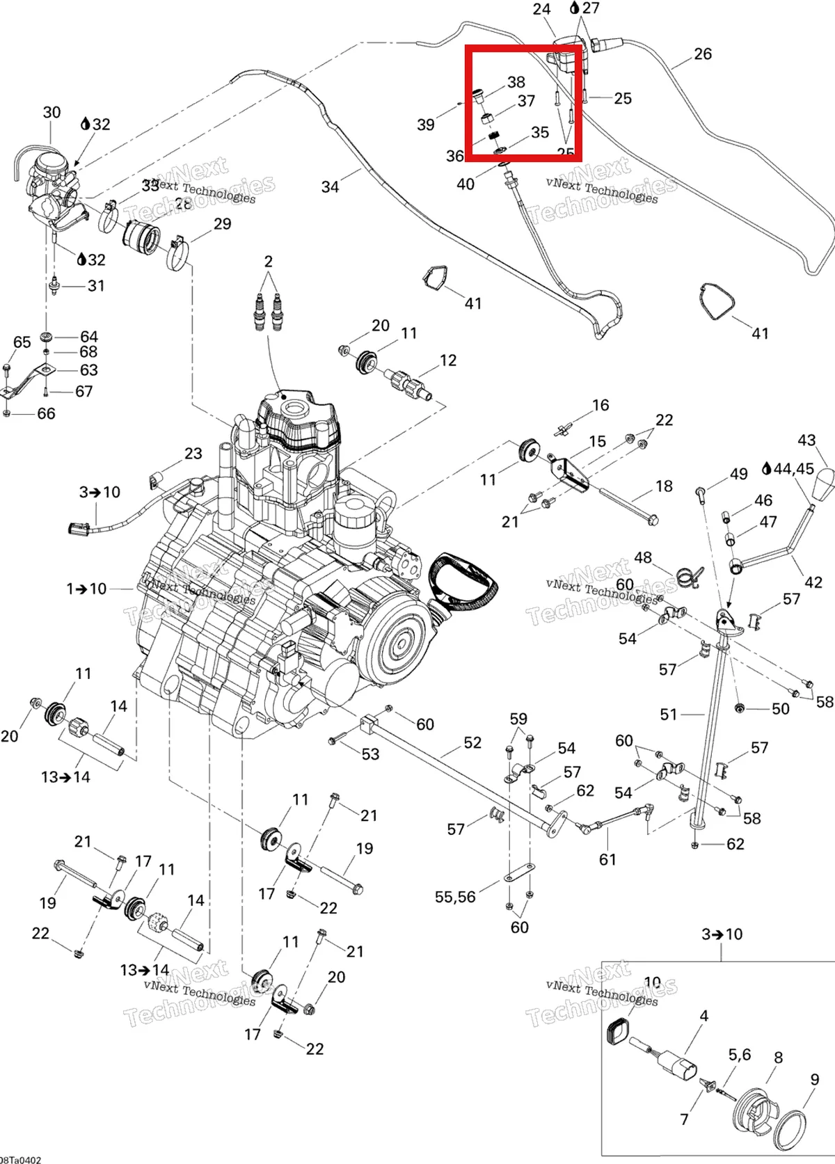 Деталь 707000088 на схеме узла 2004 Can-Am Traxter Auto Std & XT Engine Support
