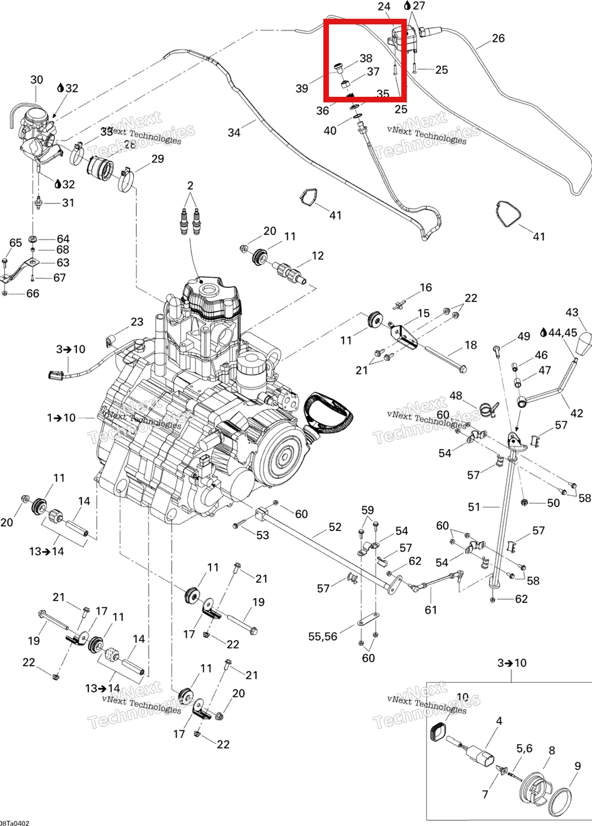 Деталь 707000089 на схеме узла 2004 Can-Am Traxter Auto Std & XT Engine Support