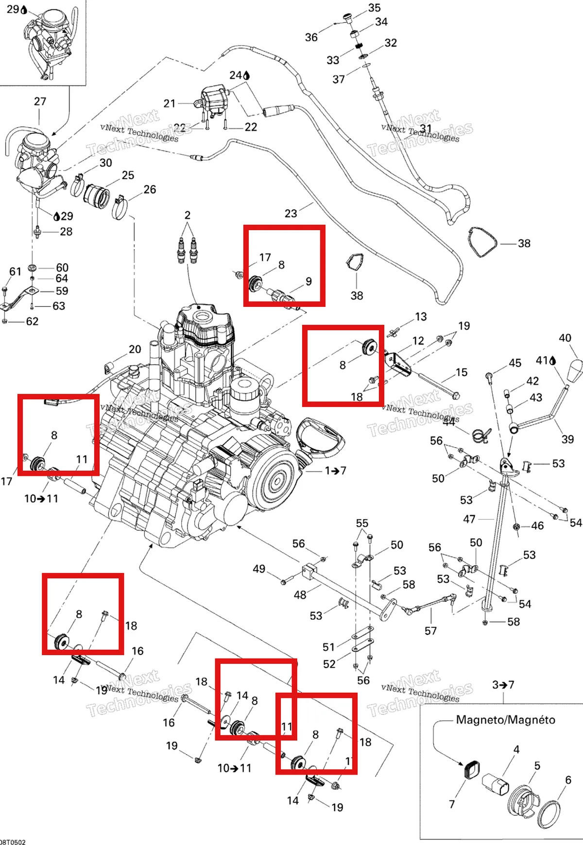 Деталь 707000094 на схеме узла 2005 Can-Am Traxter 5 Speed Engine Support
