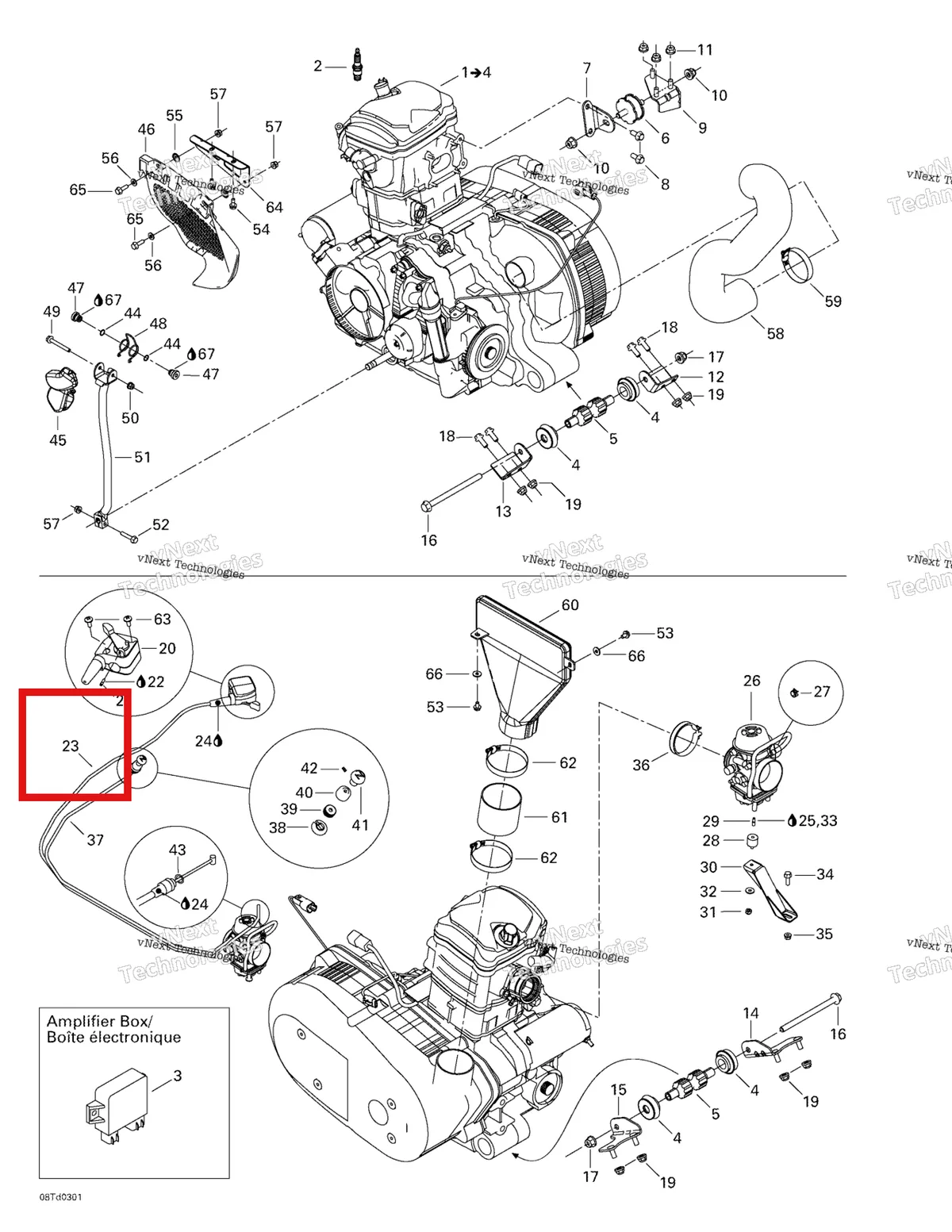 Деталь 707000097 на схеме узла 2003 Can-Am Quest 500 Engine And Engine Support