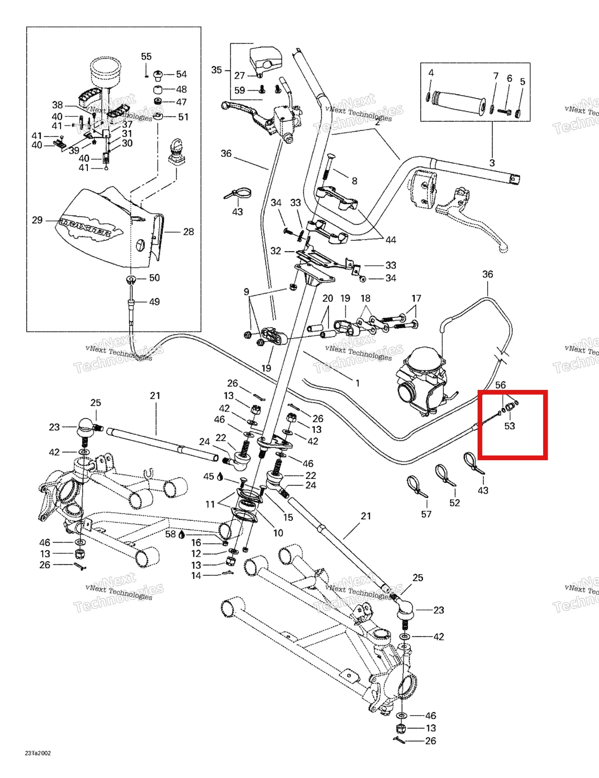 Деталь 707000099 на схеме узла 2000 Can-Am Traxter, 7405/7406 Steering System