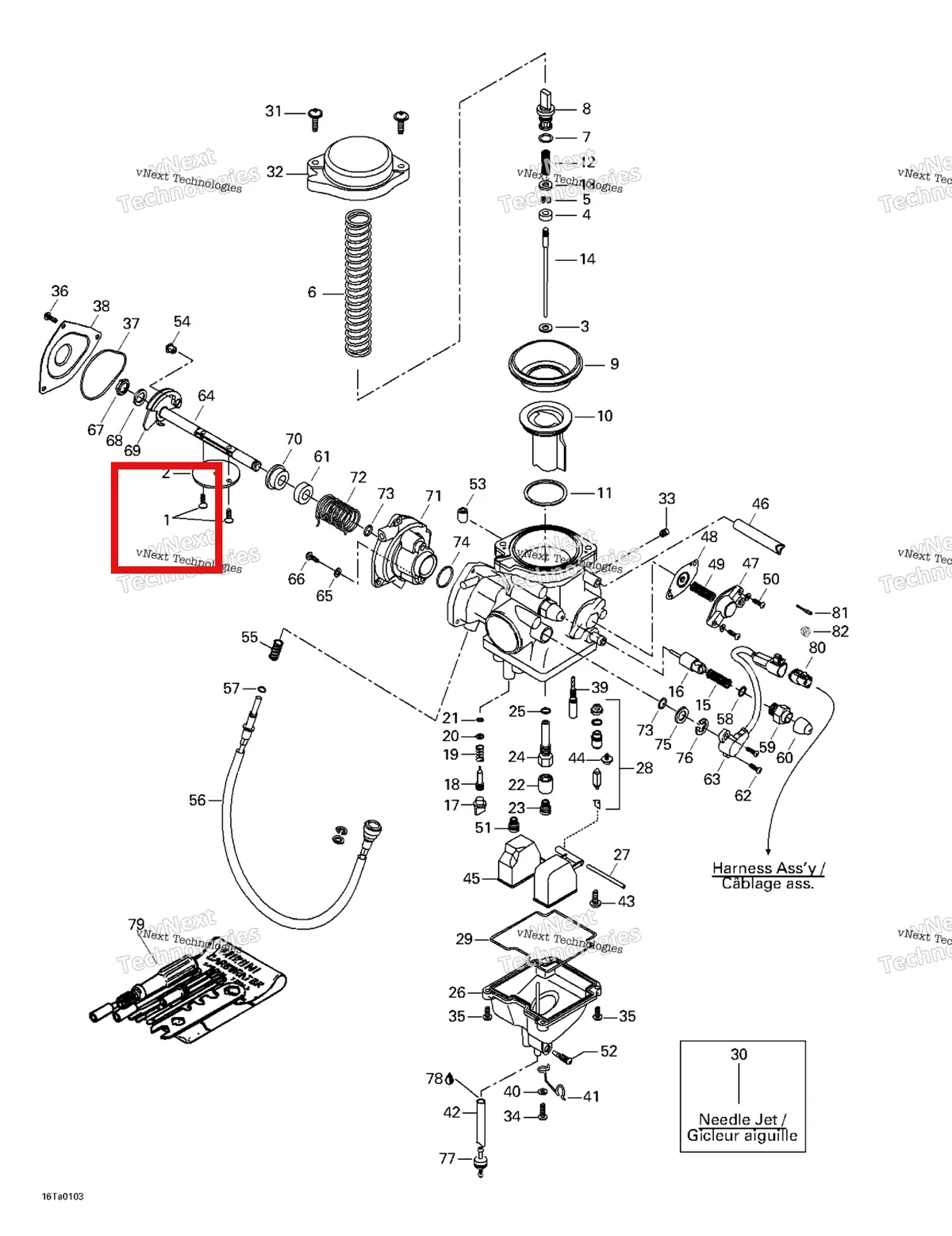 Деталь 707000110 на схеме узла 2001 Can-Am Traxter Autoshift Carburetor