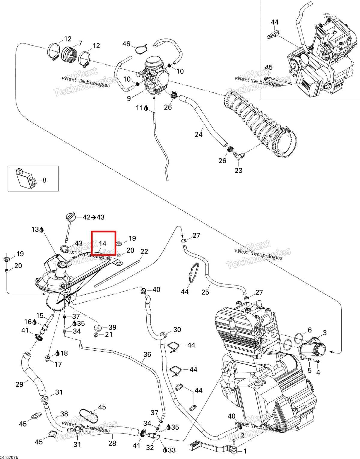 Деталь 707000146 на схеме узла 2007 Can-Am DS 650 X Engine 2