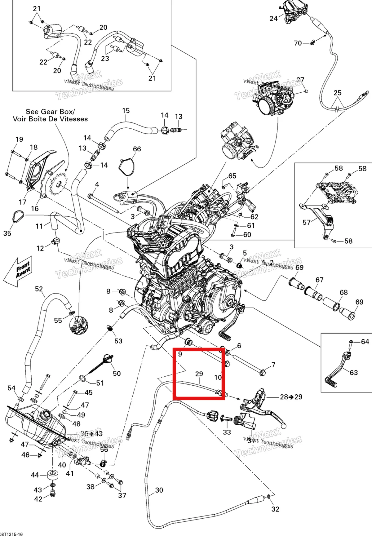 Деталь 707000183 на схеме узла 2015 Can-Am DS 450EFI STD Engine And Engine Support