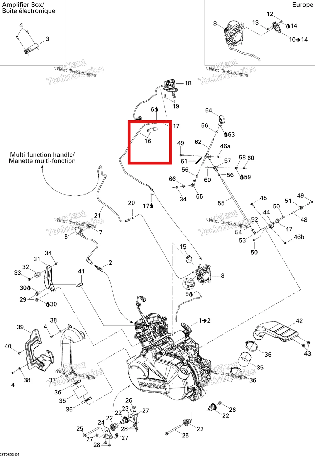 Деталь 707000226 на схеме узла 2008 Can-Am Outlander MAX 400 STD Engine And Engine Support