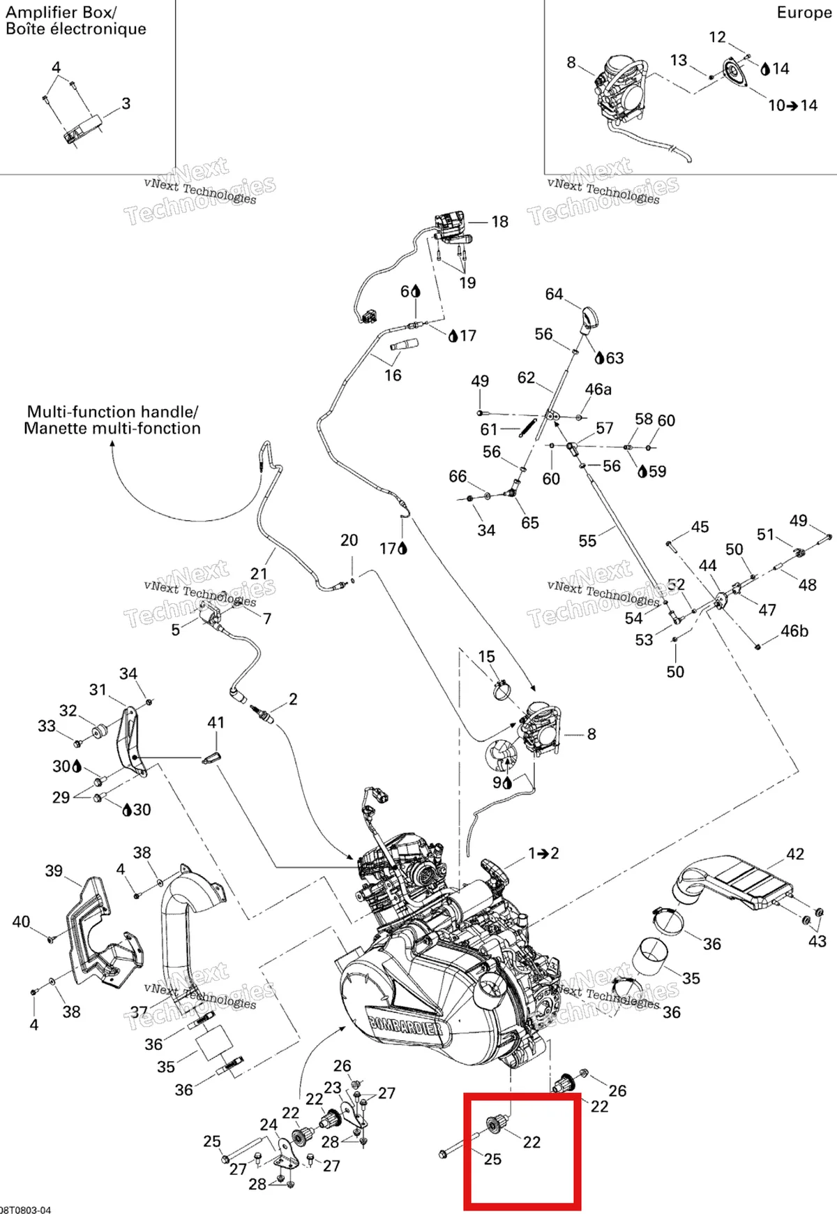 Деталь 707000228 на схеме узла 2008 Can-Am Outlander 400 STD Engine And Engine Support