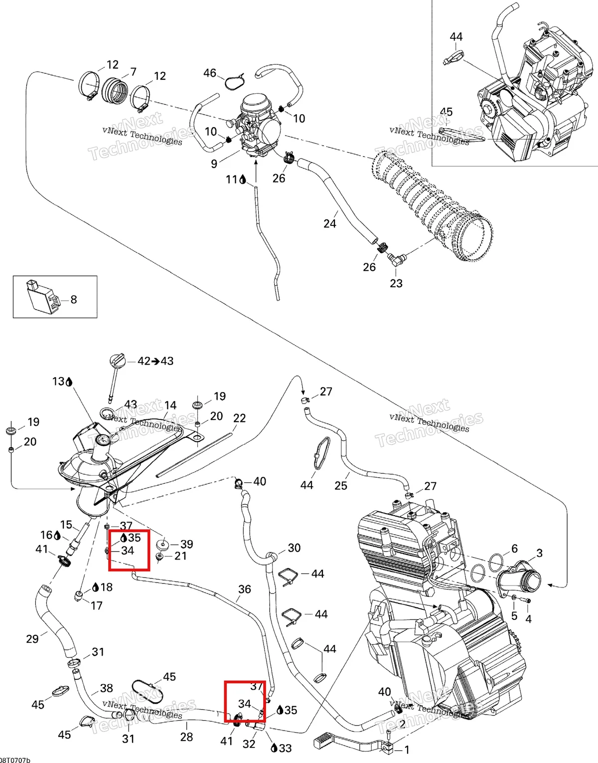 Деталь 707000240 на схеме узла 2007 Can-Am DS 650 X Engine 2