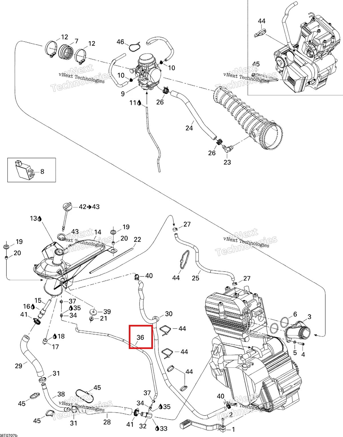 Деталь 707000243 на схеме узла 2007 Can-Am DS 650 X Engine 2