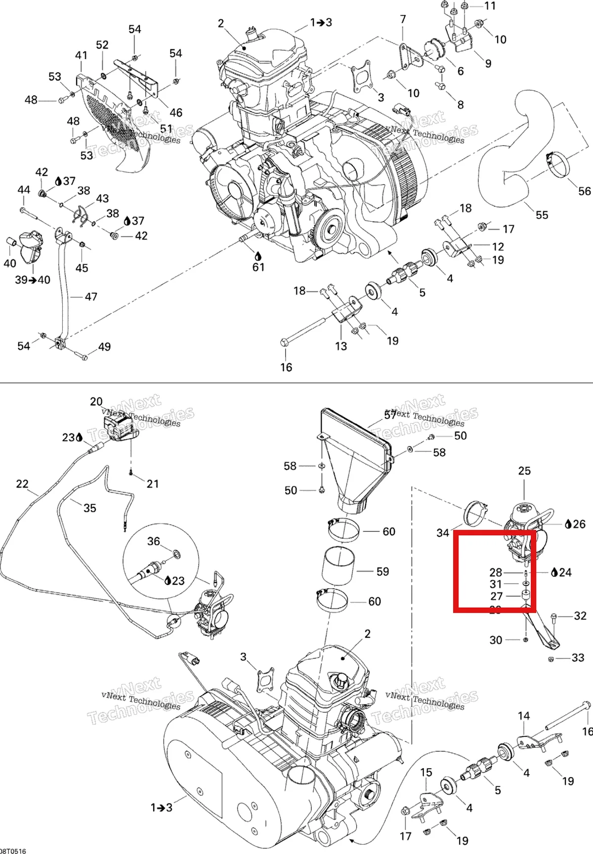 Деталь 707000250 на схеме узла Engine And Engine Support