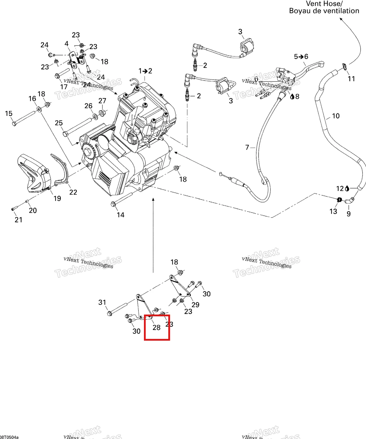 Деталь 707000268 на схеме узла 2005 Can-Am DS 650/DS 650 X Engine And Engine Support 1