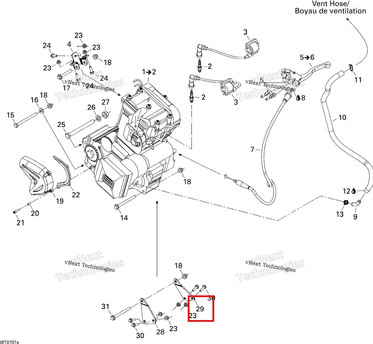 Деталь 707000269 на схеме узла 2007 Can-Am DS 650 X Engine 1