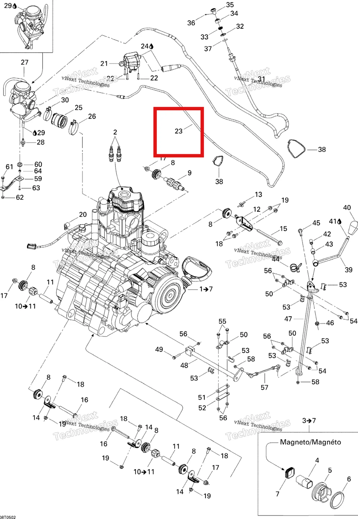 Деталь 707000313 на схеме узла 2005 Can-Am Traxter 5 Speed Engine Support