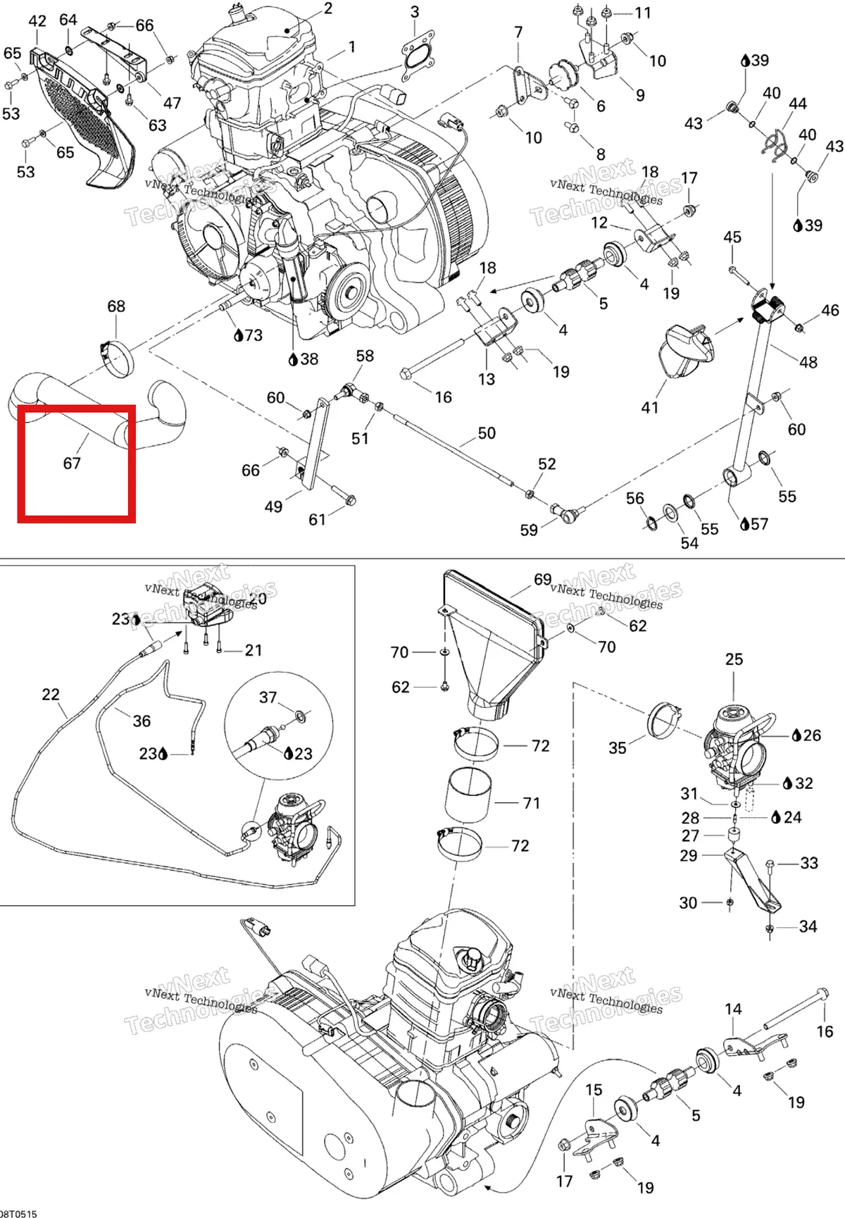 Деталь 707000332 на схеме узла 2005 Can-Am Traxter Max CVT 650 Engine And Engine Support