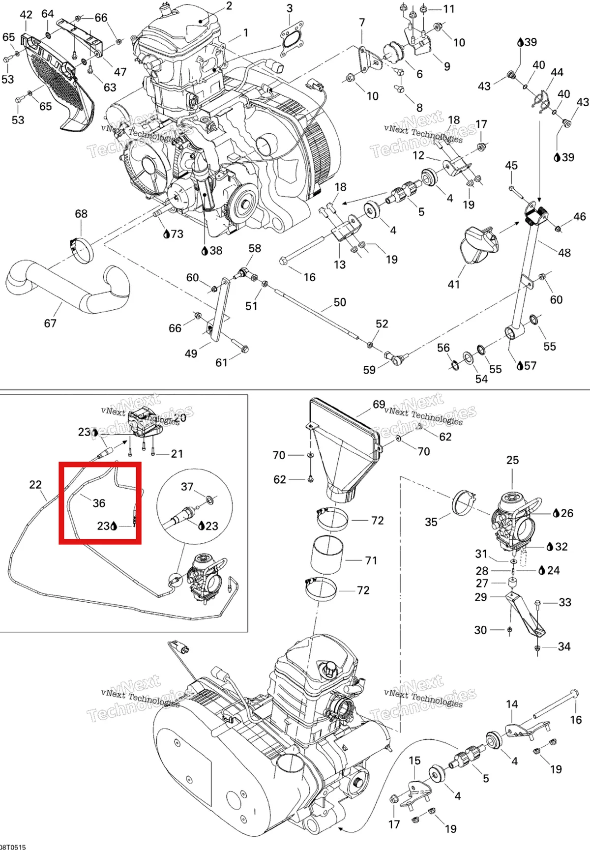 Деталь 707000334 на схеме узла 2005 Can-Am Traxter Max CVT 650 Engine And Engine Support