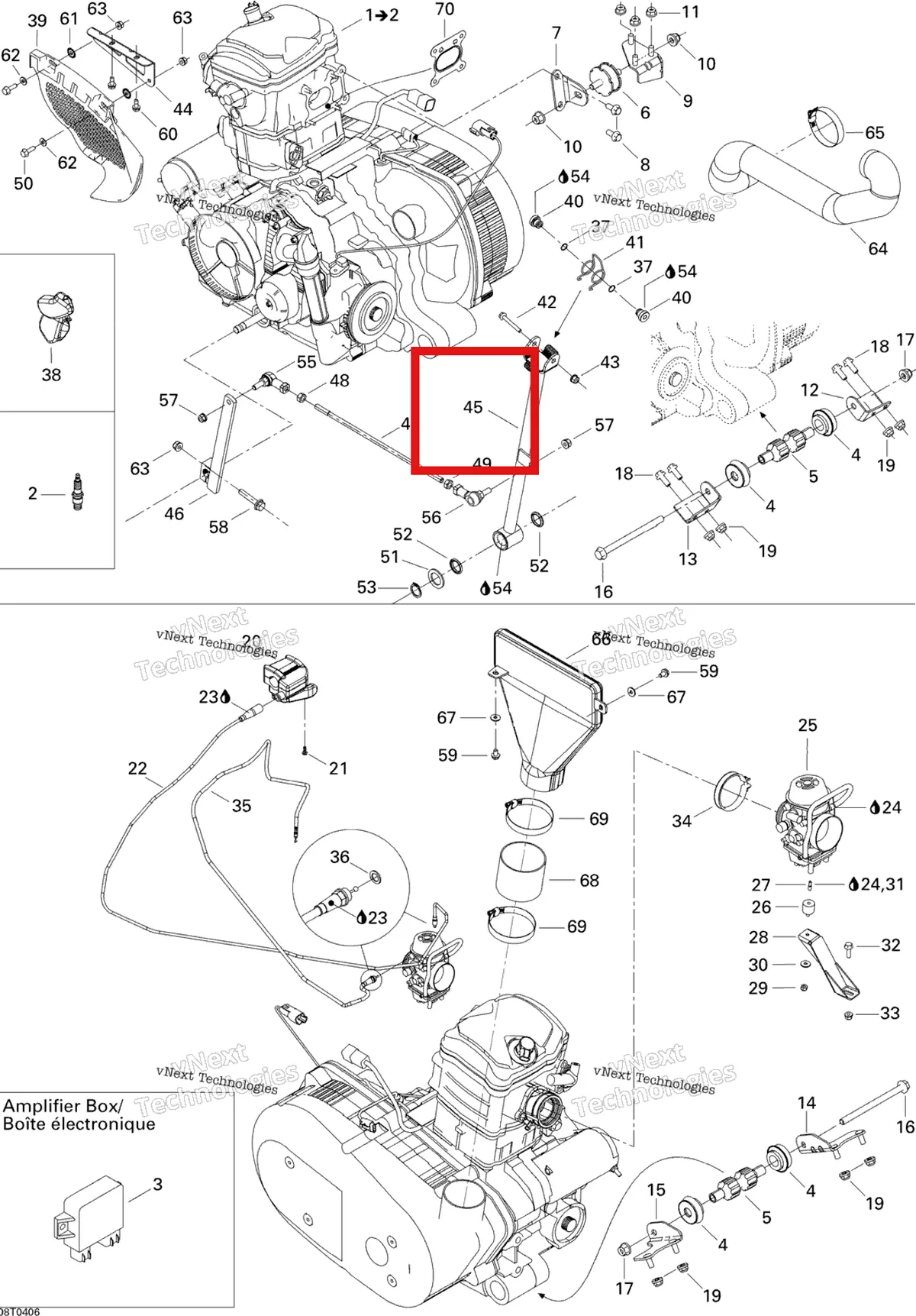 Деталь 707000335 на схеме узла 2004 Can-Am Quest MAX Engine Support