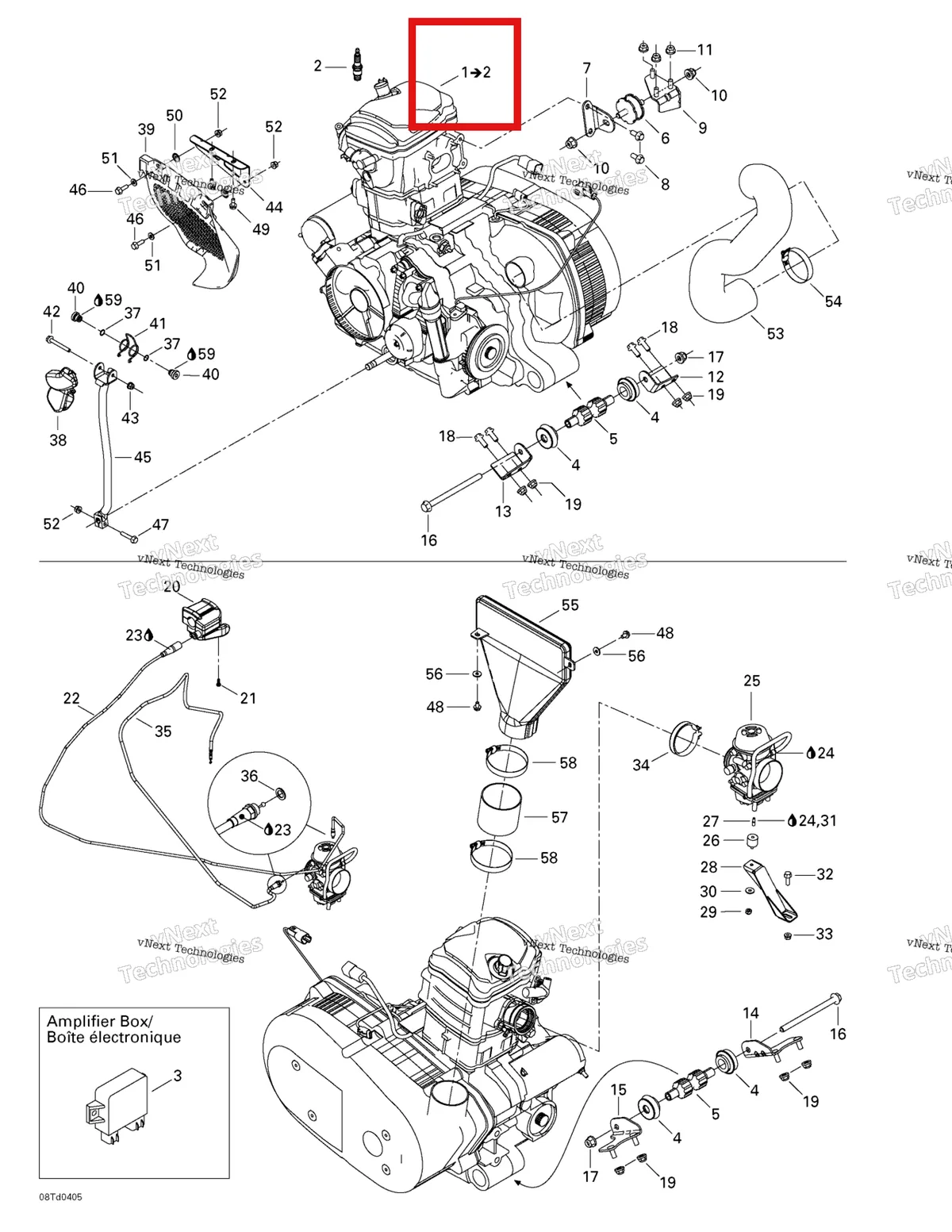 Деталь 707000345 на схеме узла 2004 Can-Am Quest STD Engine And Engine Support