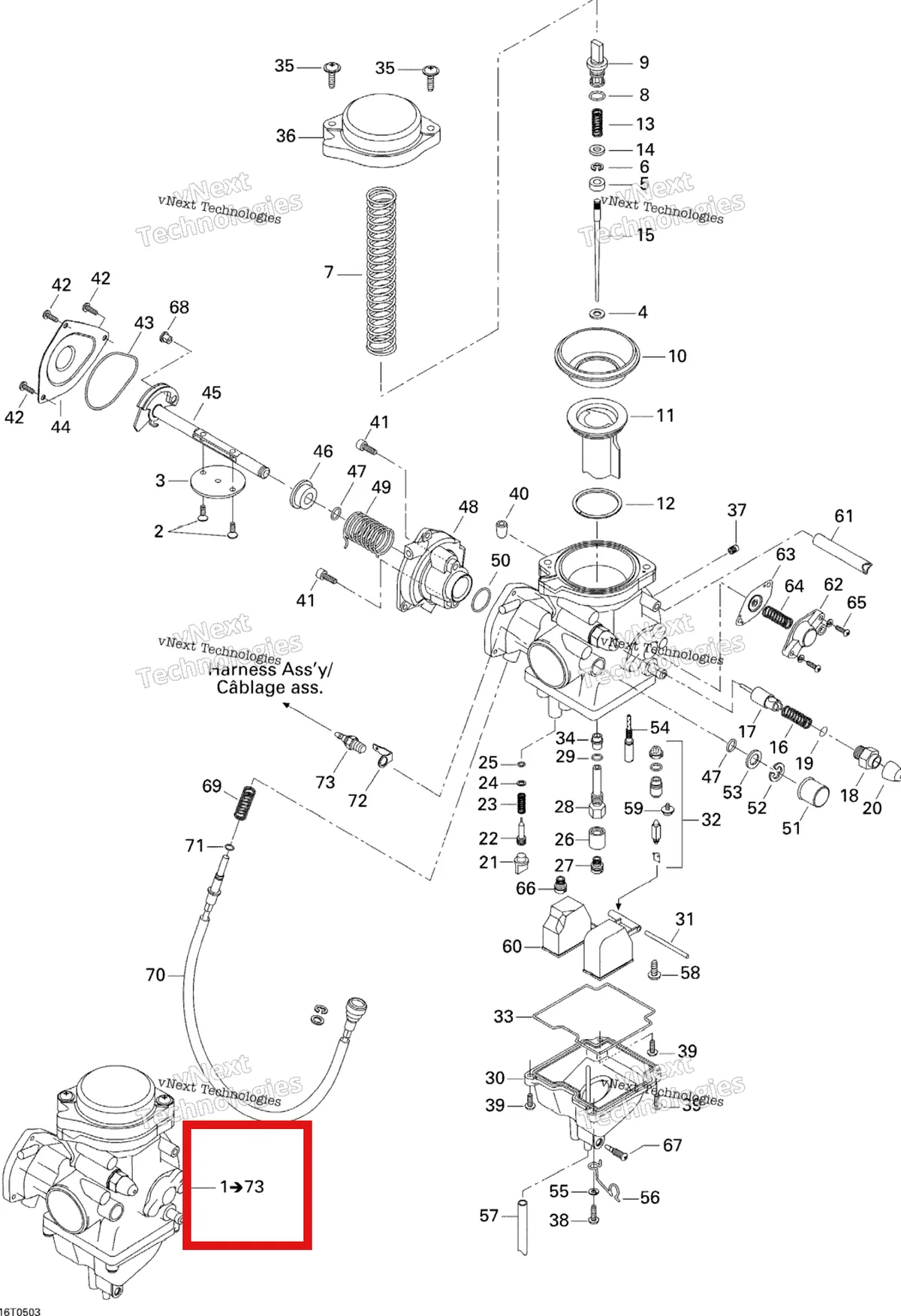 Деталь 707000366 на схеме узла 2005 Can-Am Traxter XL Carburetor