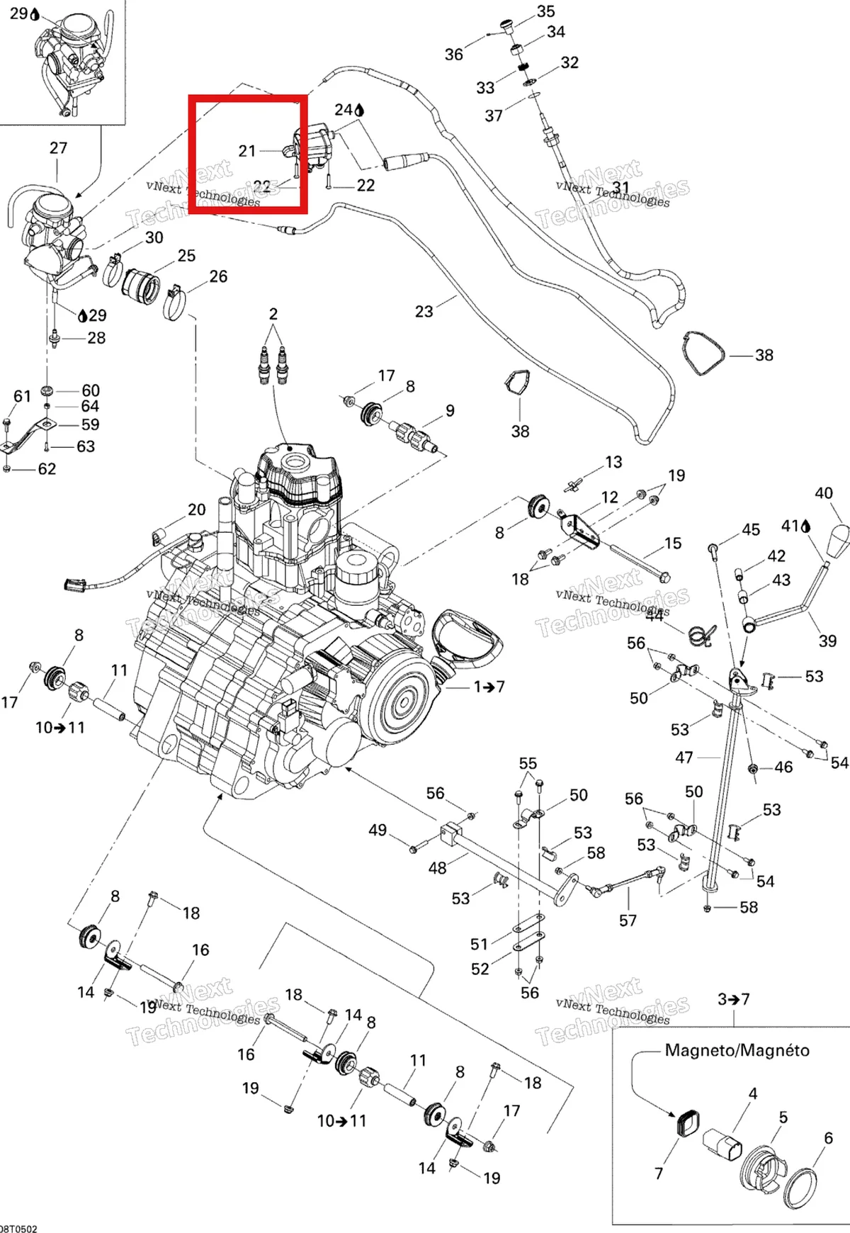 Деталь 707000370 на схеме узла 2005 Can-Am Traxter 5 Speed Engine Support