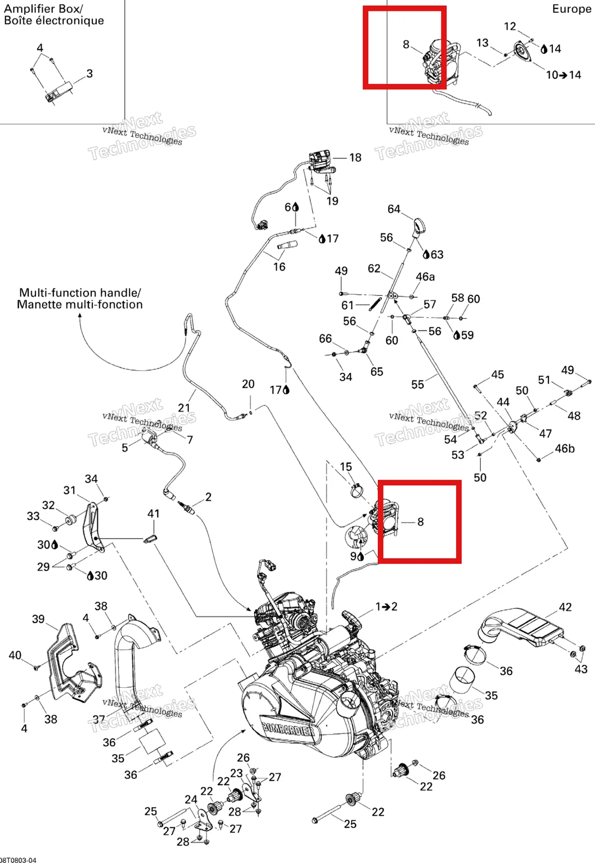 Деталь 707000402 на схеме узла 2008 Can-Am Outlander MAX 400 STD Engine And Engine Support