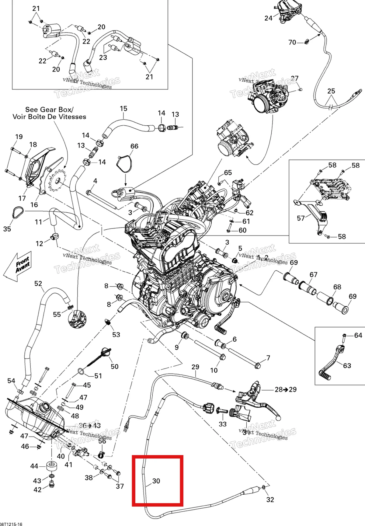 Деталь 707000422 на схеме узла 2015 Can-Am DS 450EFI STD Engine And Engine Support