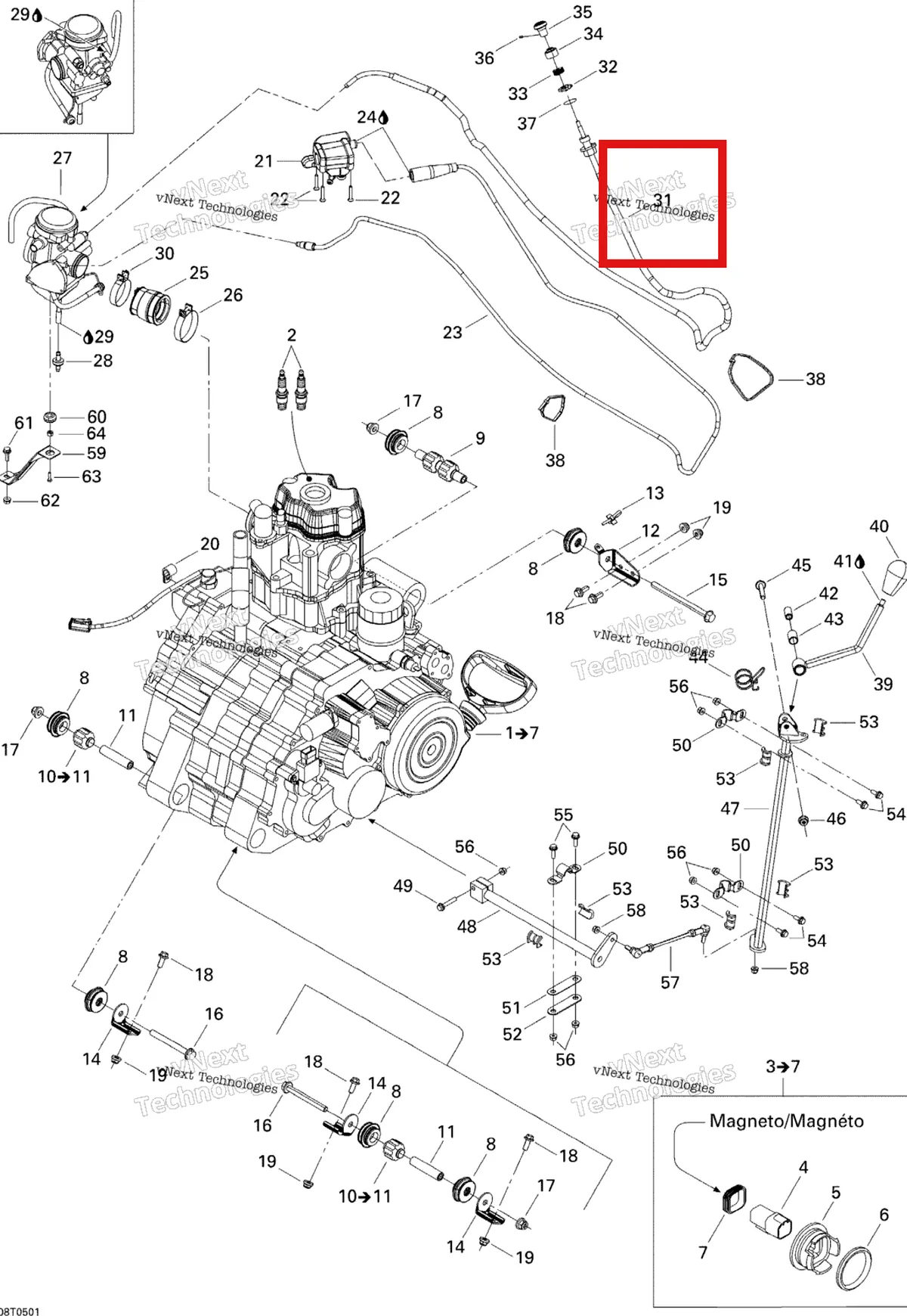 Деталь 707000427 на схеме узла 2005 Can-Am Traxter Max Std & Max XT Engine And Engine Support
