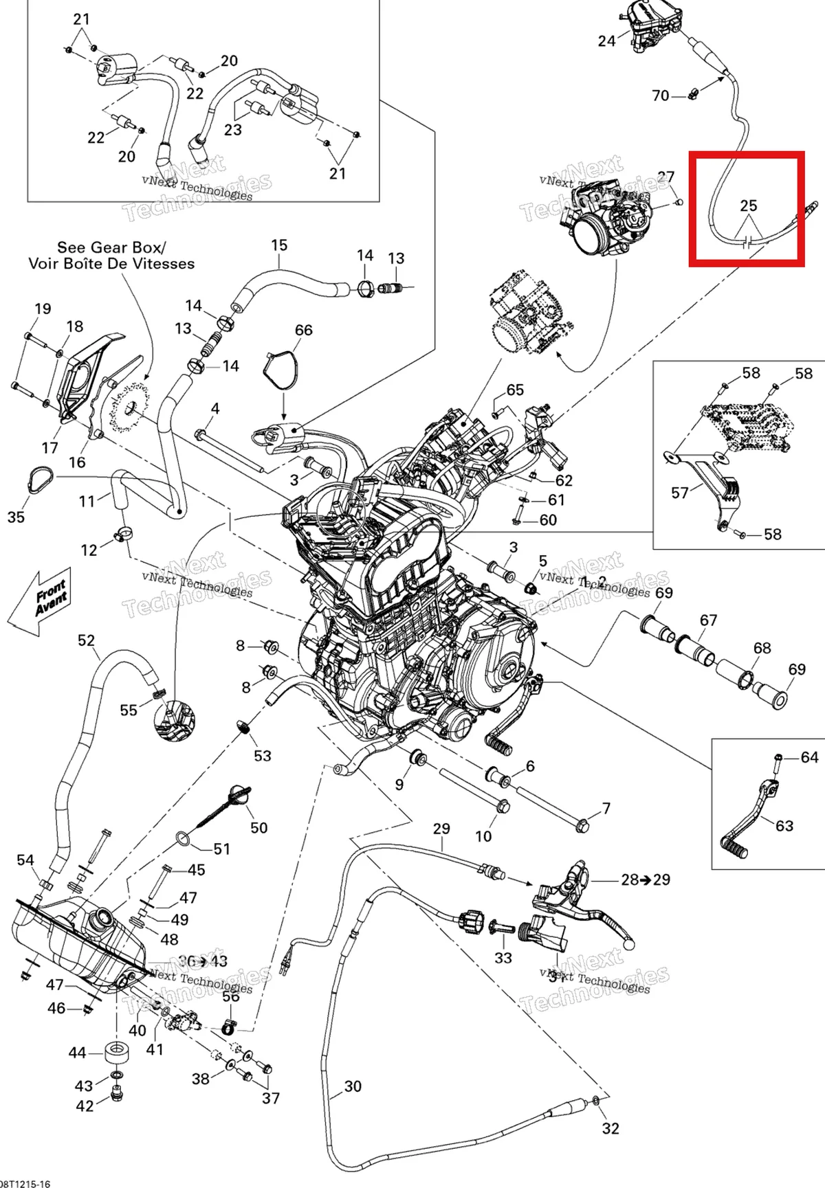 Деталь 707000439 на схеме узла 2015 Can-Am DS 450EFI STD Engine And Engine Support