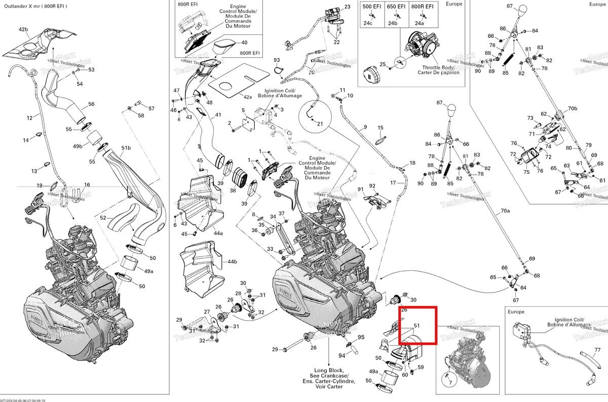 Деталь 707000459 на схеме узла 2012 Can-Am Outlander MAX 500EFI STD & XT Engine