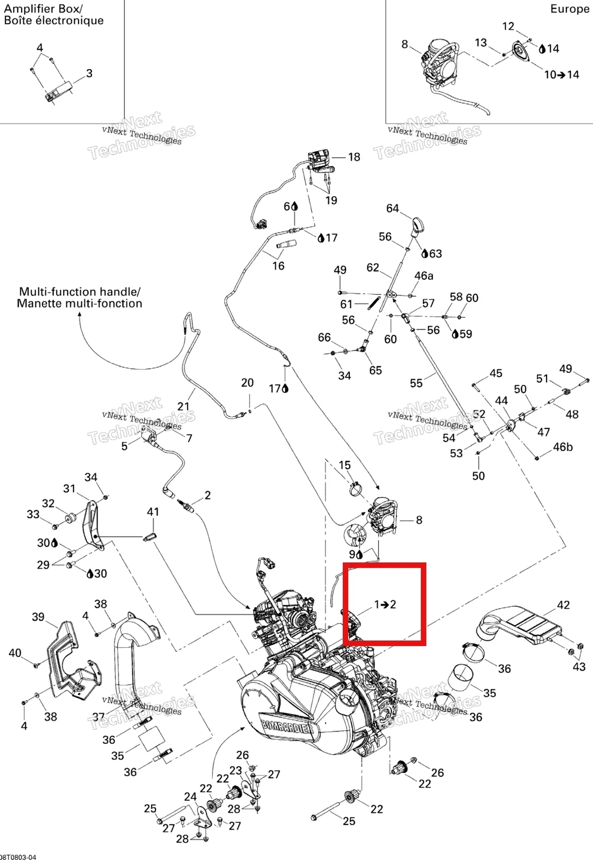 Деталь 707000463 на схеме узла 2008 Can-Am Outlander MAX 400 STD Engine And Engine Support