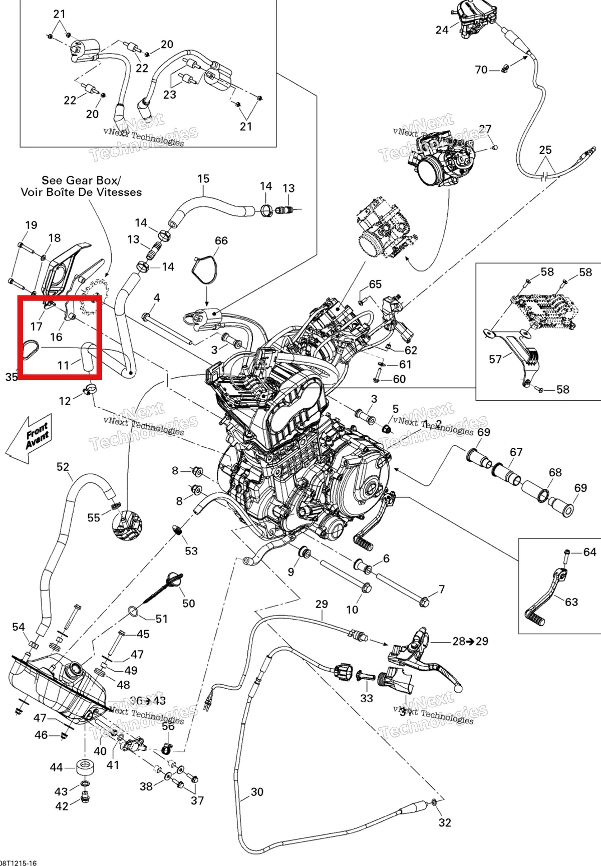 Деталь 707000464 на схеме узла 2015 Can-Am DS 450EFI STD Engine And Engine Support