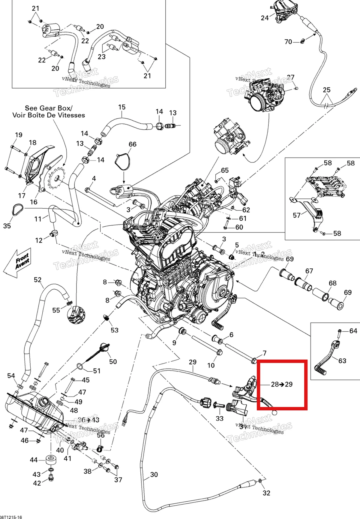 Деталь 707000469 на схеме узла 2015 Can-Am DS 450EFI STD Engine And Engine Support
