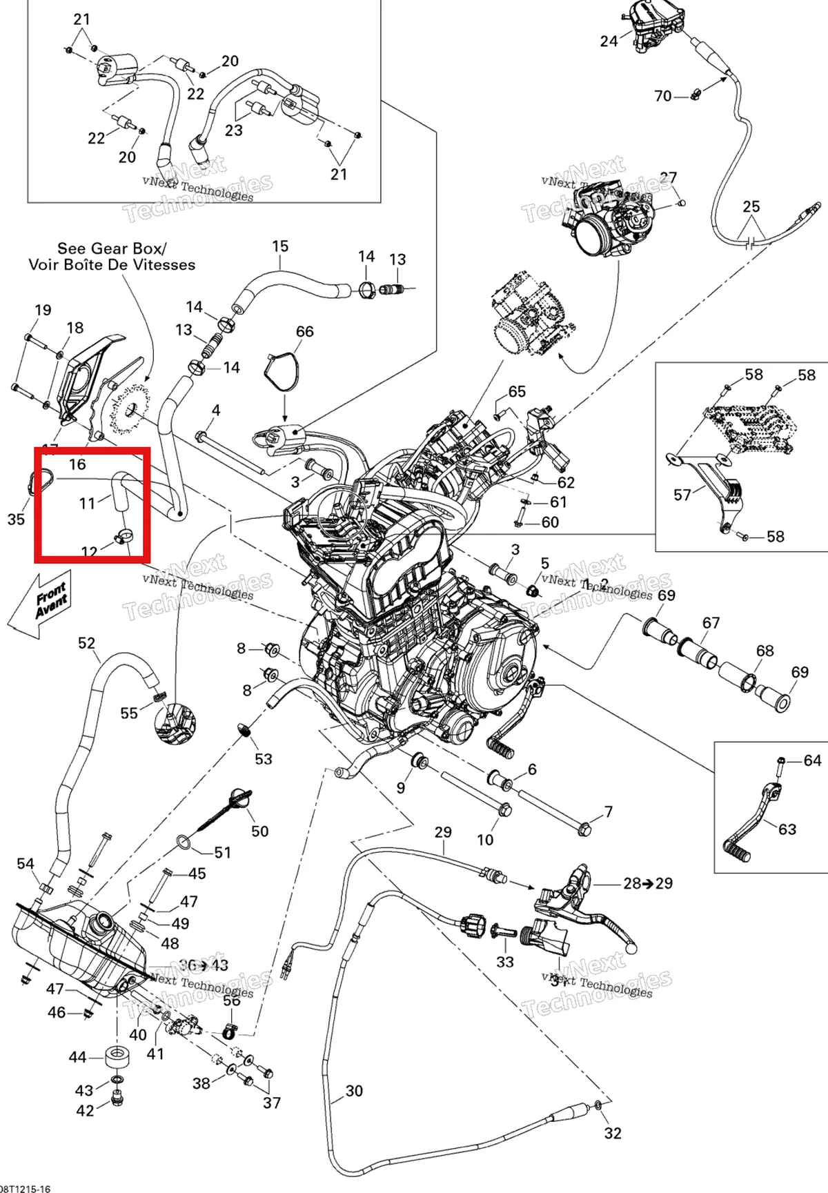 Деталь 707000502 на схеме узла 2015 Can-Am DS 450EFI STD Engine And Engine Support