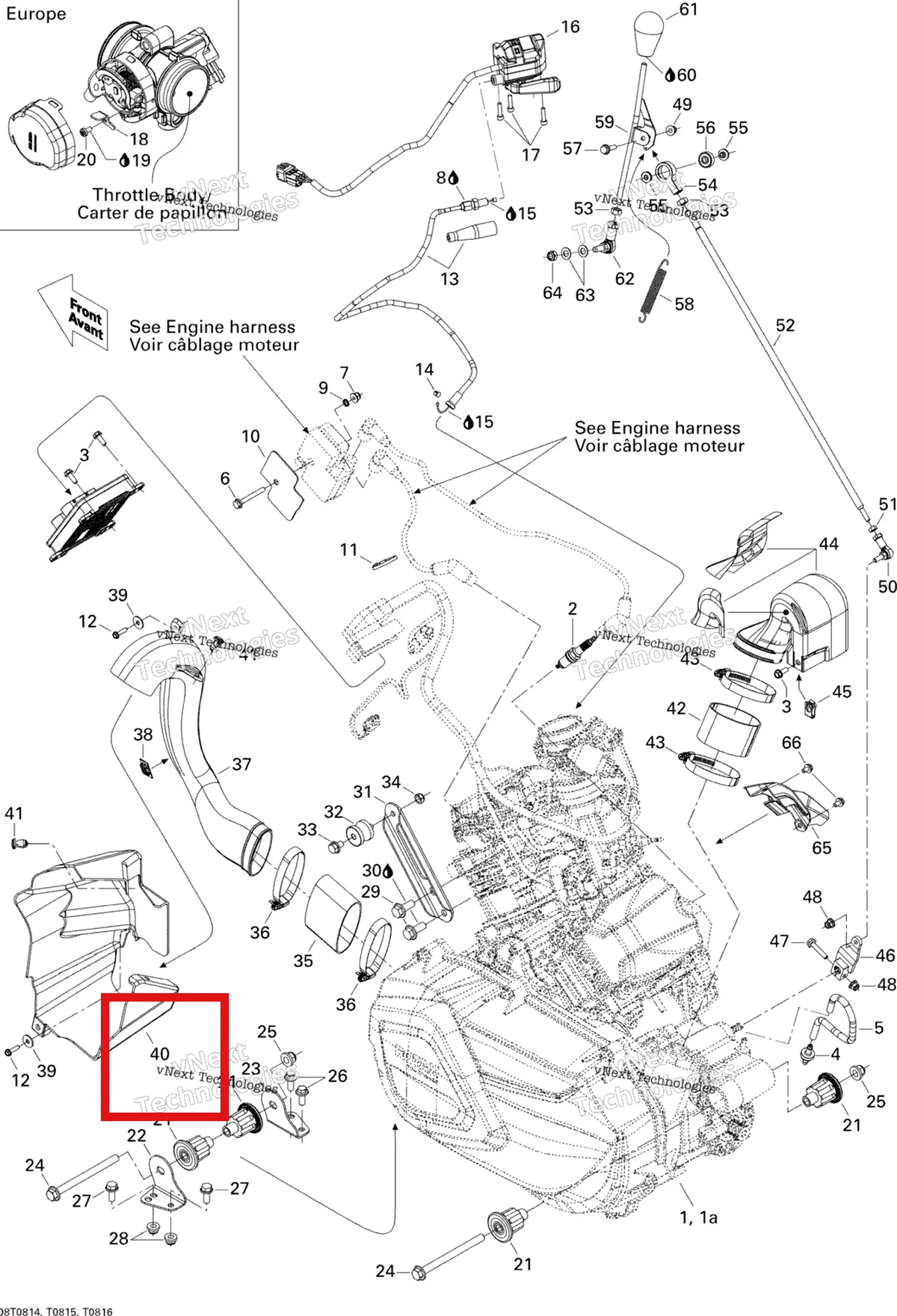 Деталь 707000509 на схеме узла 2008 Can-Am Renegade 500 Engine And Engine Support