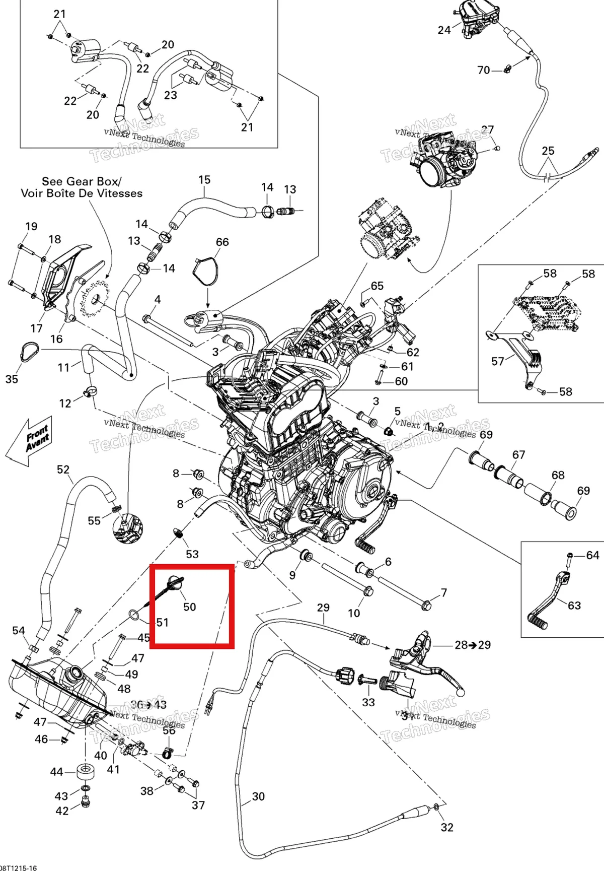 Деталь 707000526 на схеме узла 2015 Can-Am DS 450EFI STD Engine And Engine Support