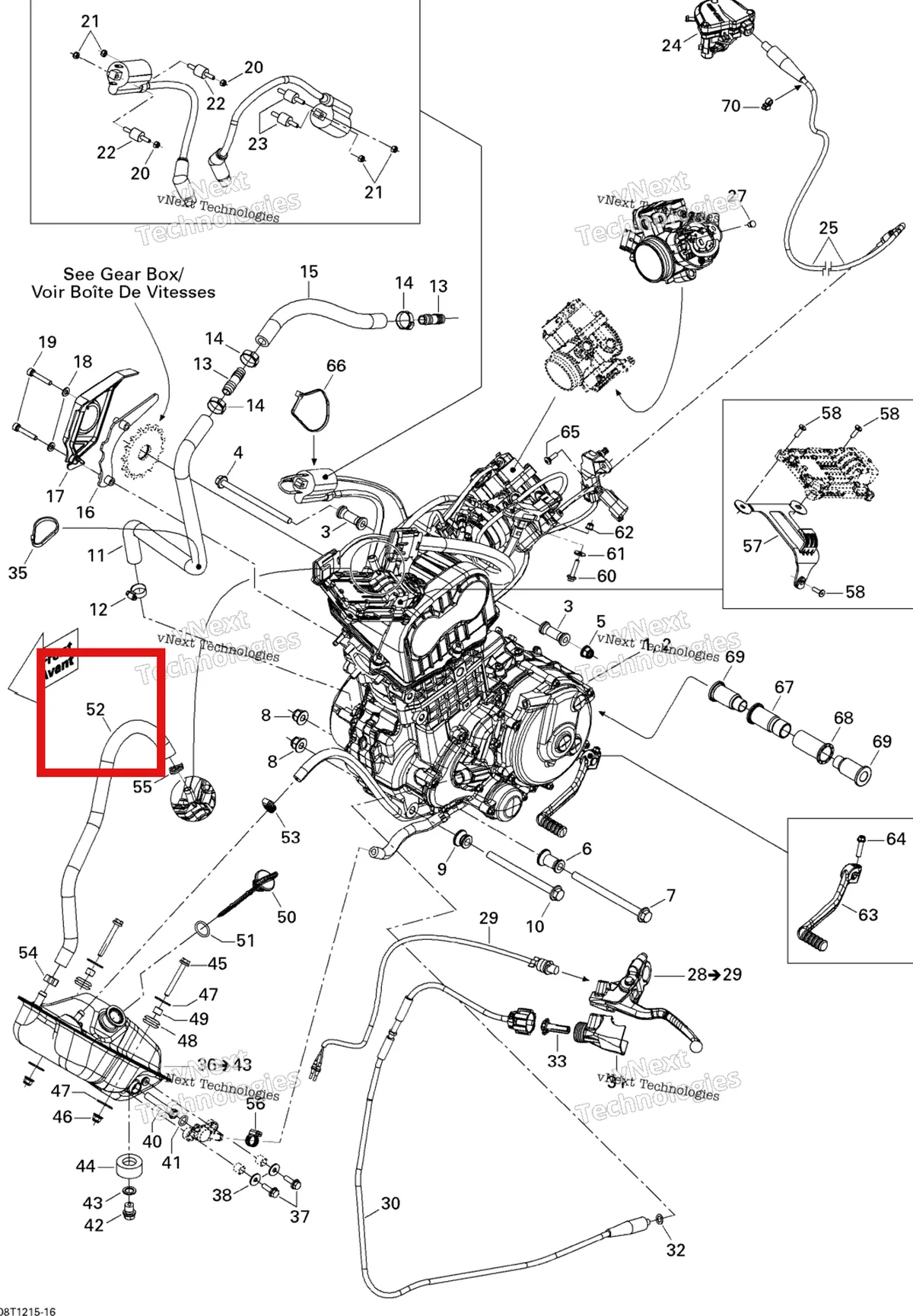 Деталь 707000544 на схеме узла 2015 Can-Am DS 450EFI STD Engine And Engine Support
