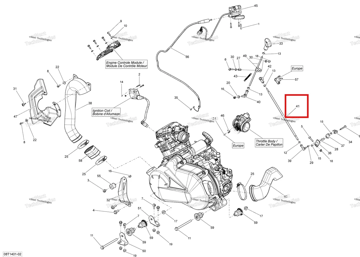 Деталь 707000567 на схеме узла 2014 Can-Am OUTLANDER 400 EFI, STD, XT Engine